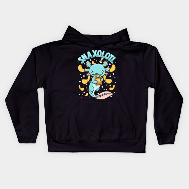 Cute & Funny Snaxolotl Adorable Snacking Axolotl Kids Hoodie by theperfectpresents